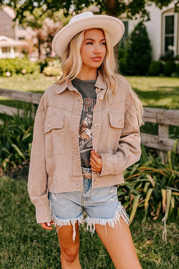 Fact Or Fiction Denim Jacket In Warm Taupe Product Image