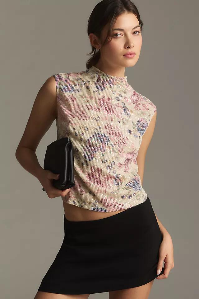 By Anthropologie Mock-Neck Sequin Shell Top Product Image