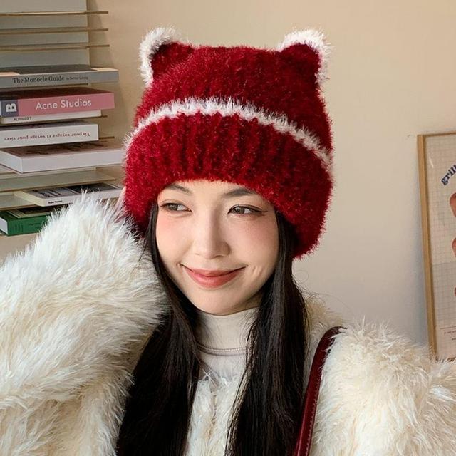 Cat Ear Knit Beanie Product Image