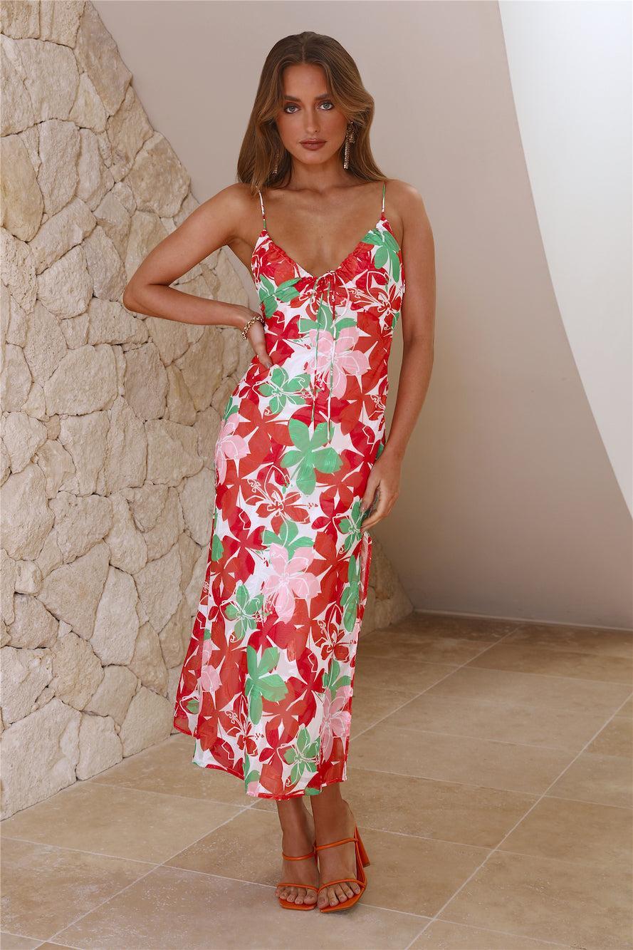 Flowery Wonderland Midi Dress Red Product Image