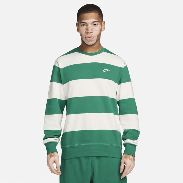 Nike Mens Club Fleece Striped Heavyweight French Terry Crew Product Image