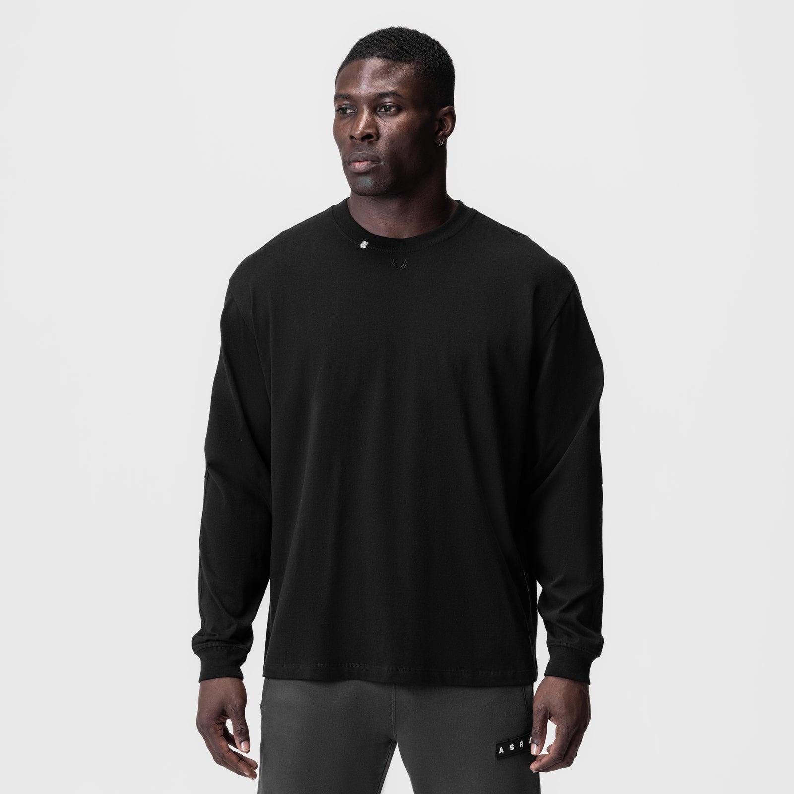 0851. Tech Essential™ Relaxed Long Sleeve  -  Black/Black "OTWR" Product Image