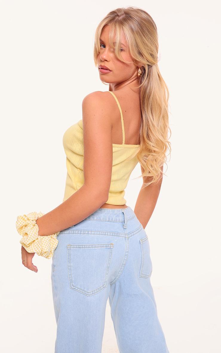 Lemon Pointelle Bow Detail Cami Top Product Image