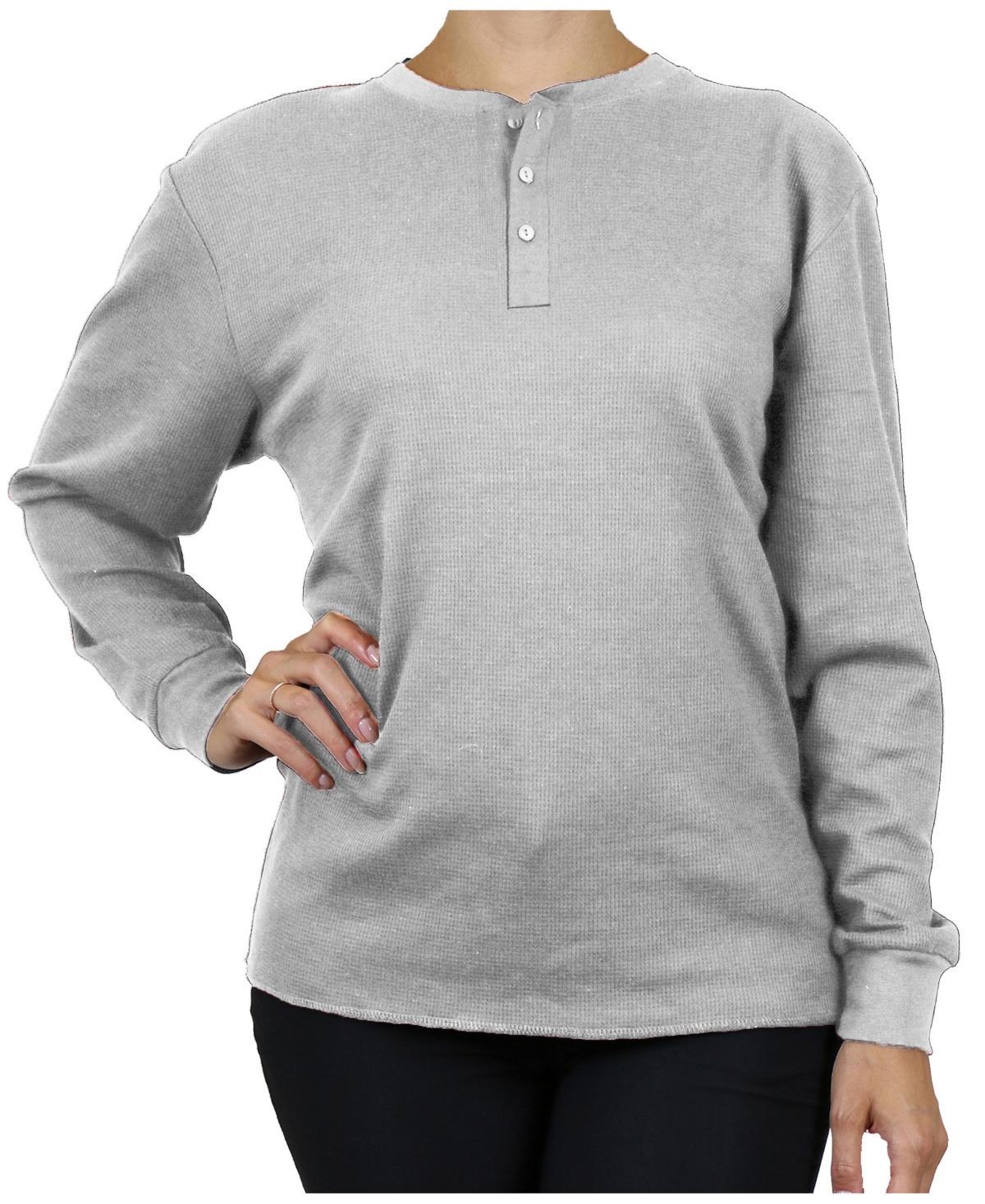 Galaxy By Harvic Womens Oversize Loose Fitting Waffle-Knit Henley Thermal Sweater Product Image