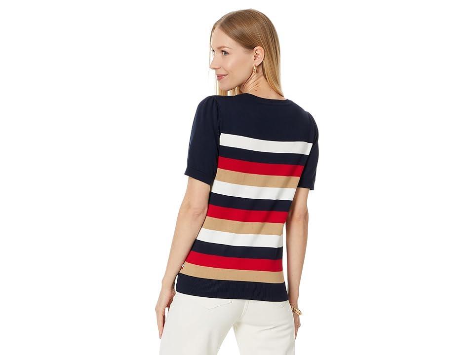 Women's Striped Short-Sleeve Sweater Product Image