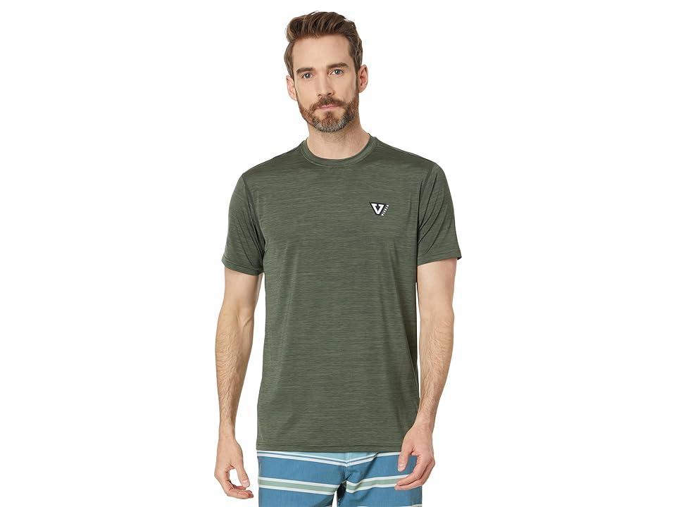 VISSLA Twisted Eco Short Sleeve Lycra Rashguard (Military Heather) Men's Swimwear Product Image