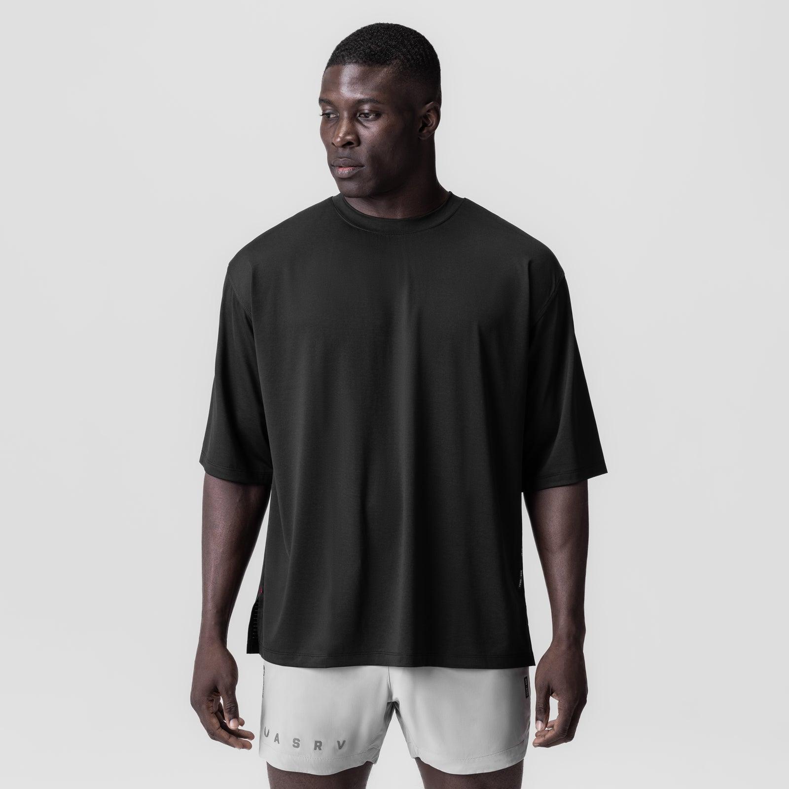 0841. 3D-Lite® 2.0 Lycra® 3/4-Sleeve Oversized Tee - Black "Brush Wings" Product Image