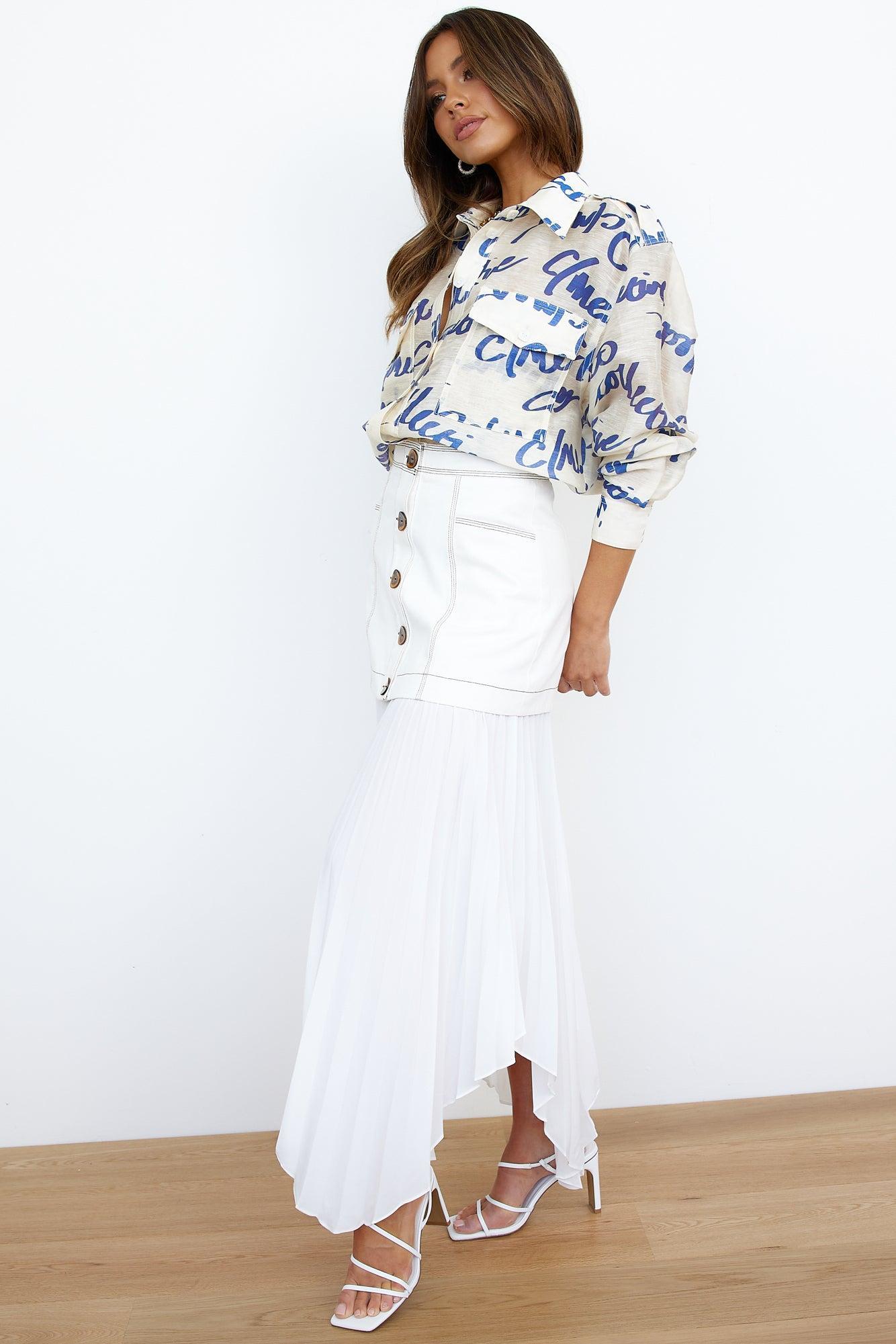 C/MEO DAYDREAM PLEATED MIDI SKIRT WHITE Product Image