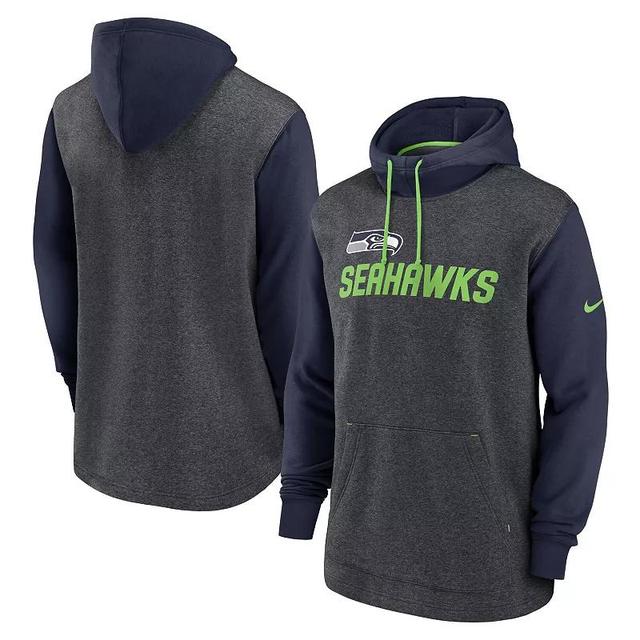 Mens Nike Heathered /College Navy Seattle Seahawks Surrey Legacy Pullover Hoodie Grey Product Image