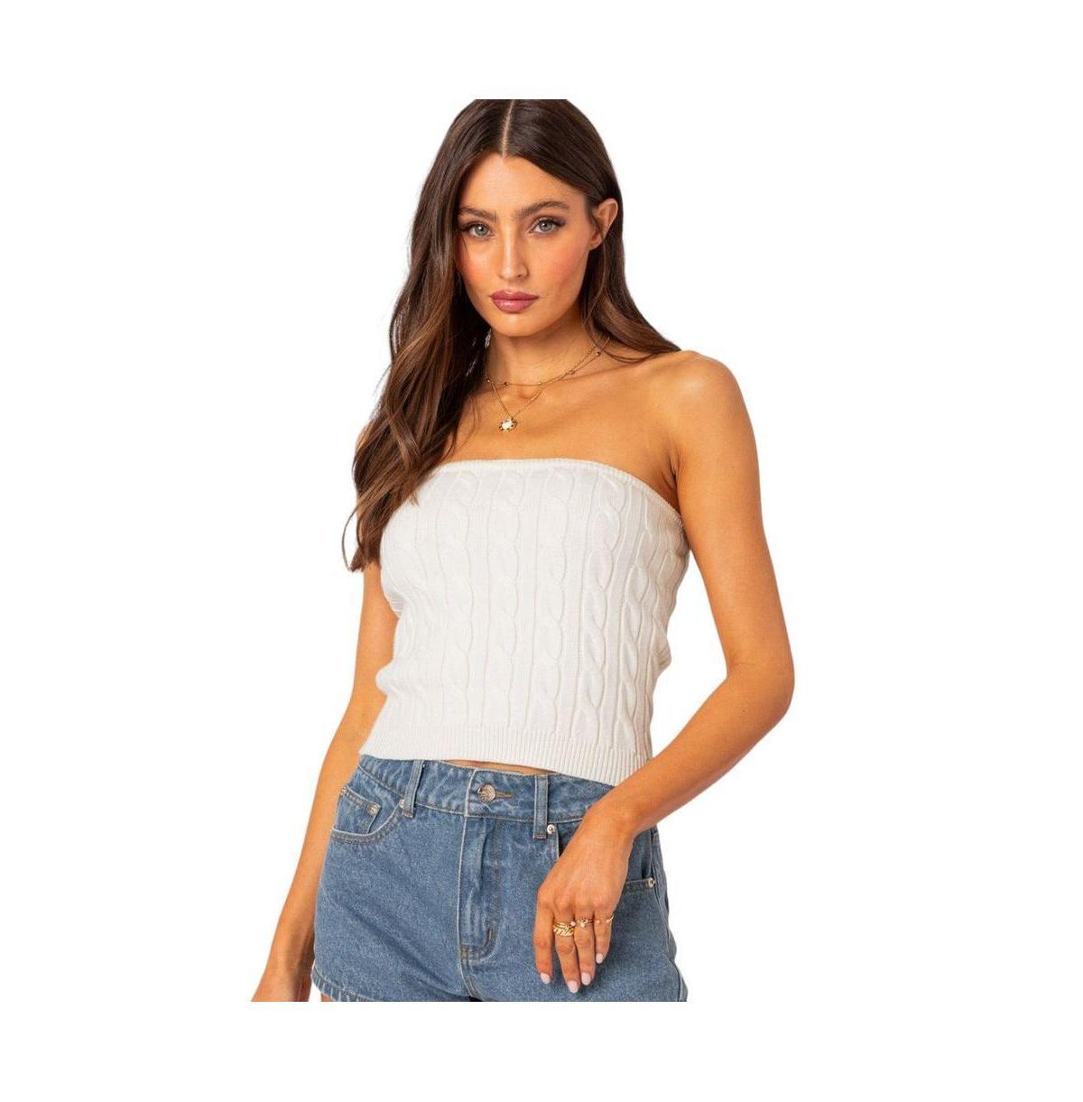 Womens North cable knit strapless top Product Image