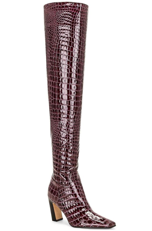 KHAITE Marfa Classic Over The Knee Heel Boot in Brick Product Image