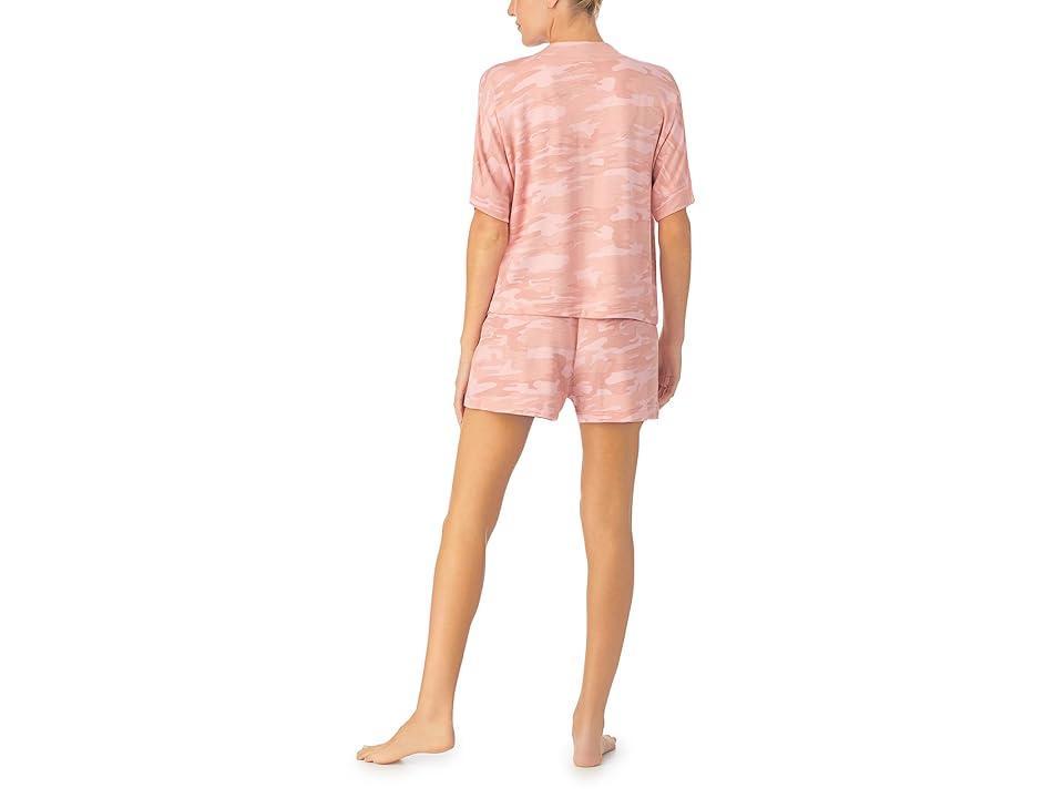 Sanctuary Short Sleeve Boxy V-Neck Boxer PJ Set (Pink Camo) Women's Pajama Sets Product Image