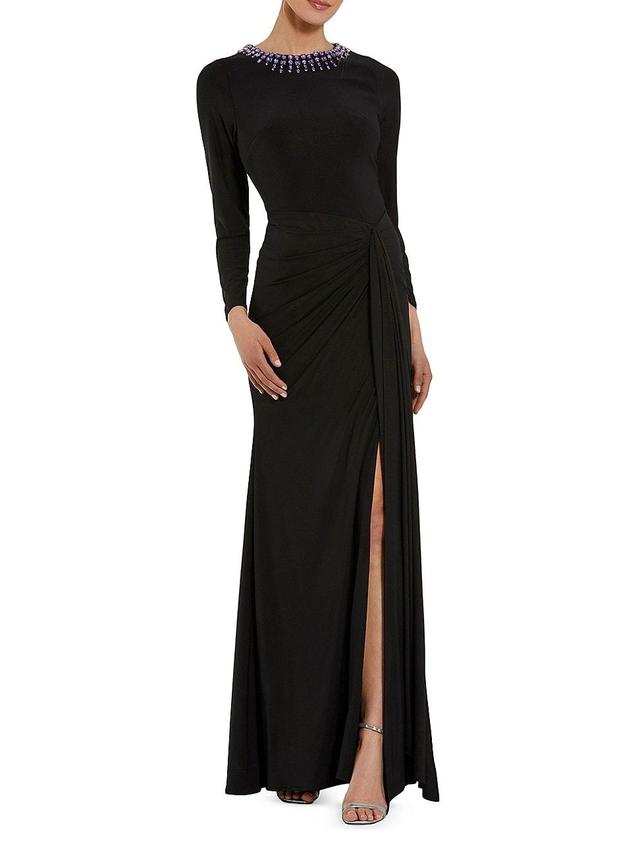 Womens Jersey Beaded Neck Tie Slip Gown Product Image