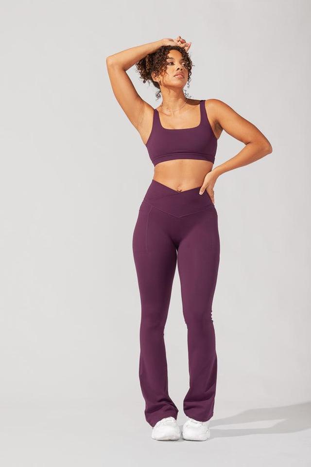 Crisscross Hourglass® Flared Leggings with Pockets - Winter Plum Product Image