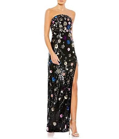 Womens Floral Sequin Column Gown Product Image