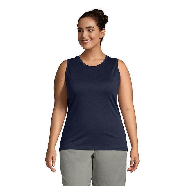 Lands End Plus Size Supima Cotton Crew Neck Tank Top Product Image