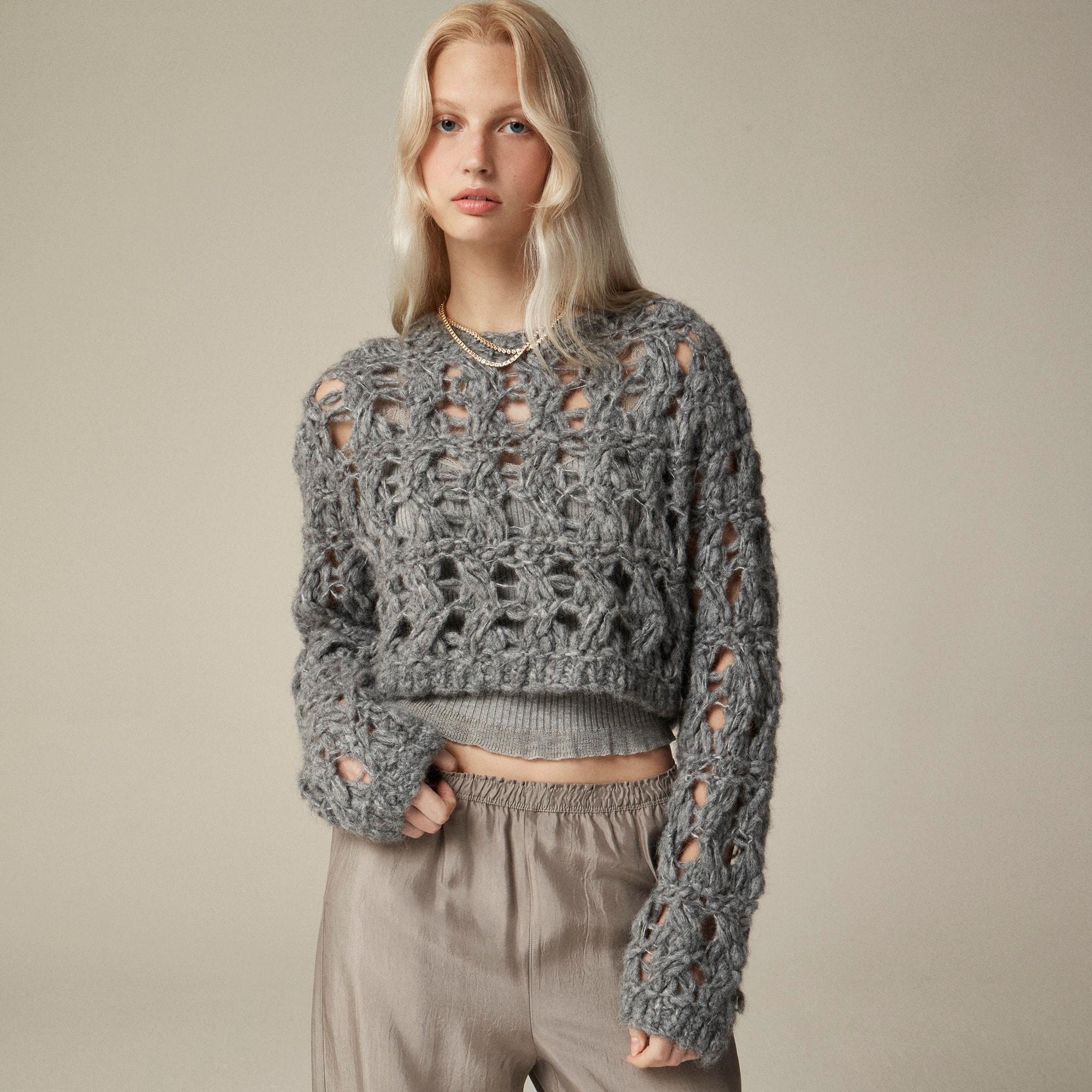 Collection open-weave cropped pullover sweater Product Image