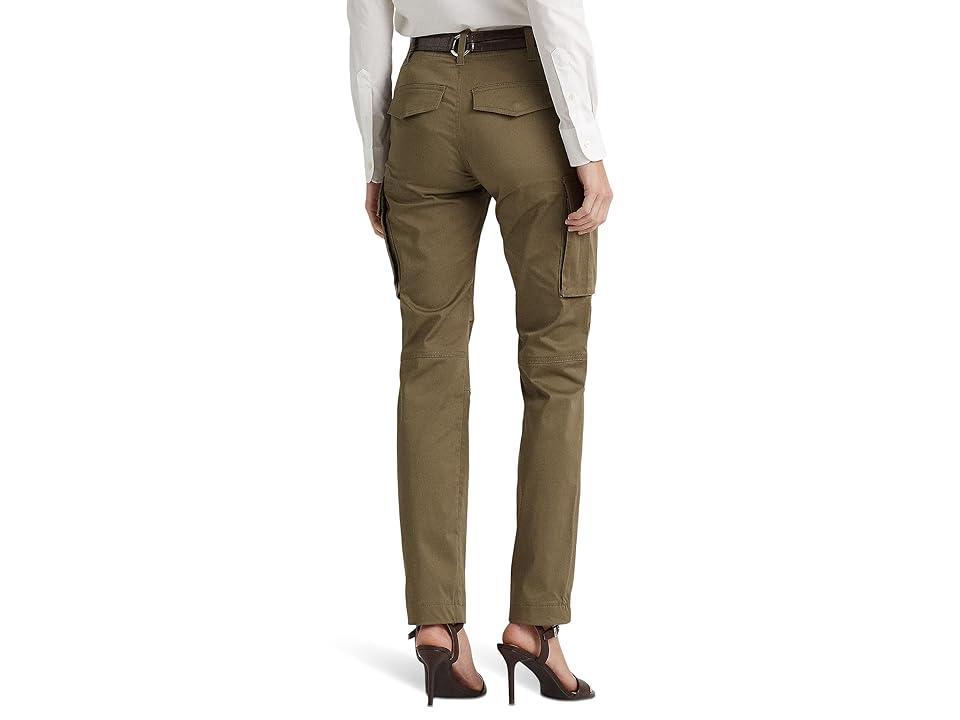 LAUREN Ralph Lauren Cotton Sateen Cargo Pant (Olive Fern) Women's Clothing Product Image