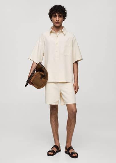 Mango Mens Drawstring Detail Cotton Shorts Product Image