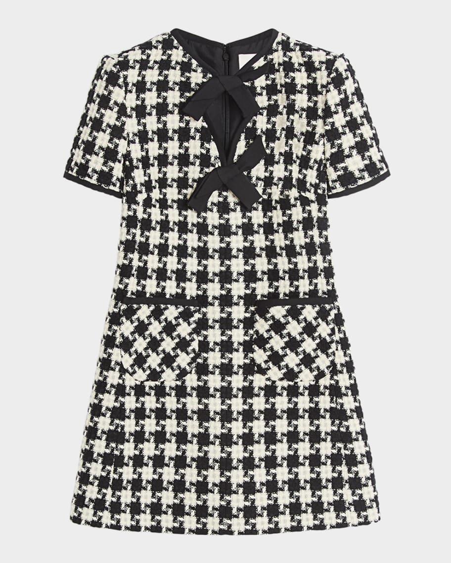 Tweed Houndstooth Bow Mini Dress product image