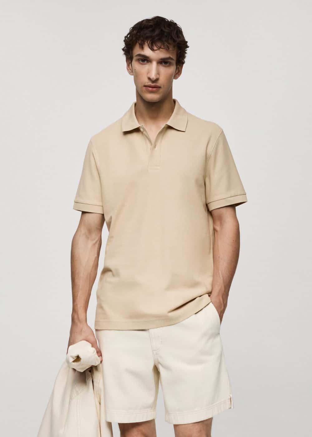 100% cotton pique polo shirt - Men | MANGO USA Product Image