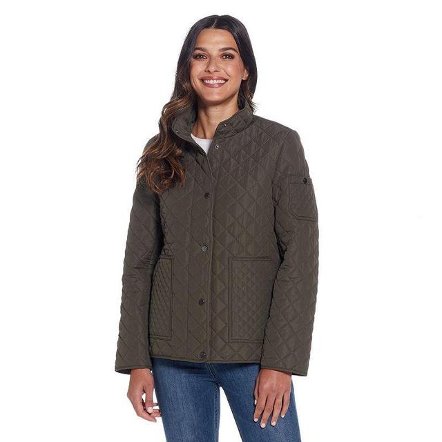 Plus Size Weathercast Mixed Diamond Quilted Modern Barn Jacket, Womens Dusty Green Product Image