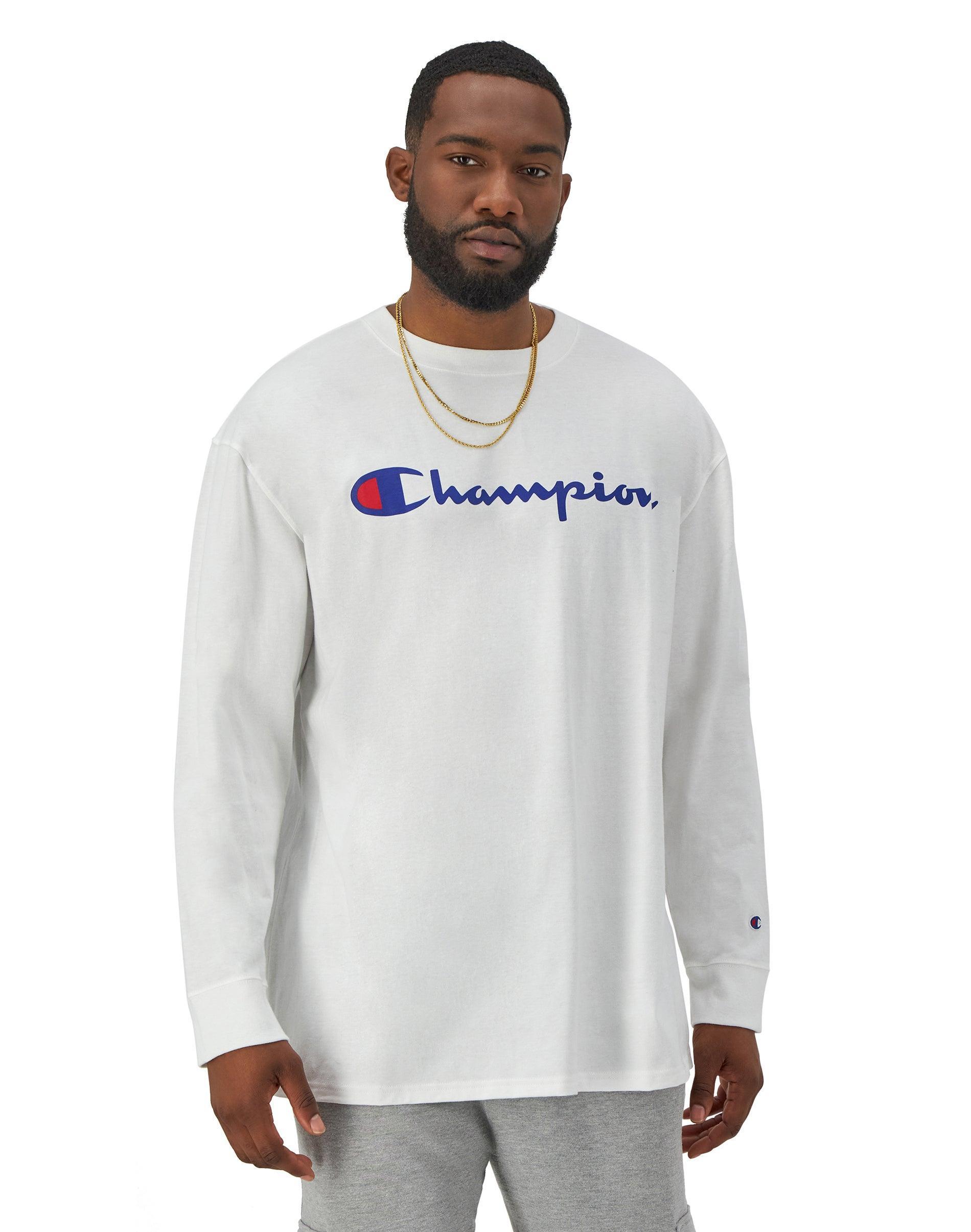 Mens Champion Classic Graphic Long-Sleeve T-Shirt, Script Logo (Big & Tall) Black XLT Product Image