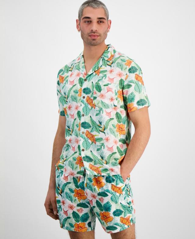 Men's Short Sleeve Palm Print Camp Shirt Product Image