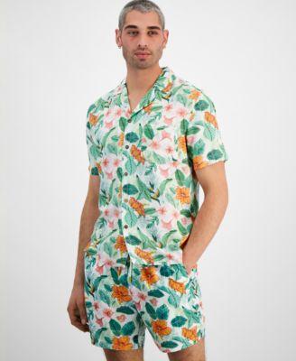 Guess Mens Short Sleeve Palm Print Camp Shirt Product Image