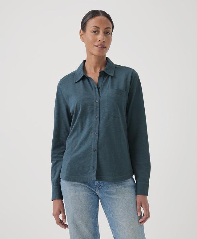 Womens Relaxed Slub Long Sleeve Button Up L Product Image