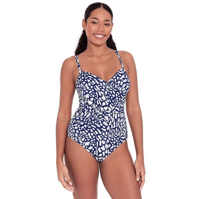 Womens Bal Harbour Surplice Mio One-Piece Swimsuit Blue Product Image