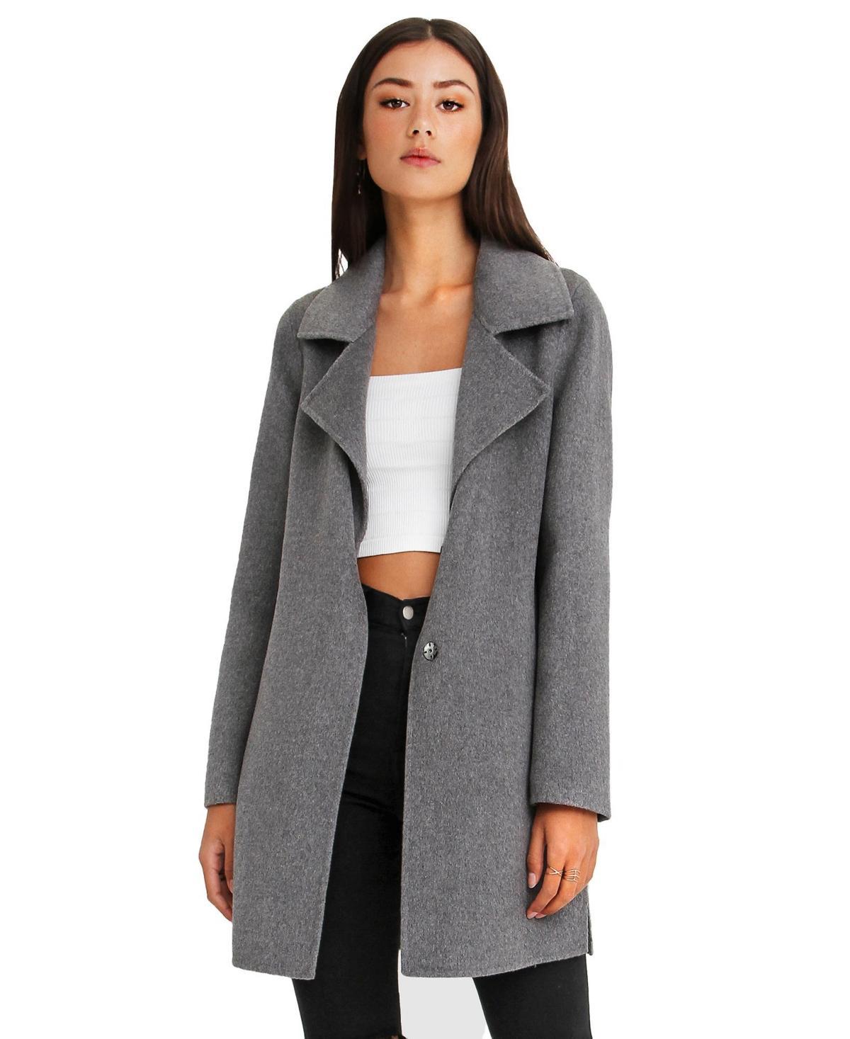 Women Belle & Bloom Ex Boyfriend Wool Blend Oversized Jacket - Charcoal| brown| white Product Image