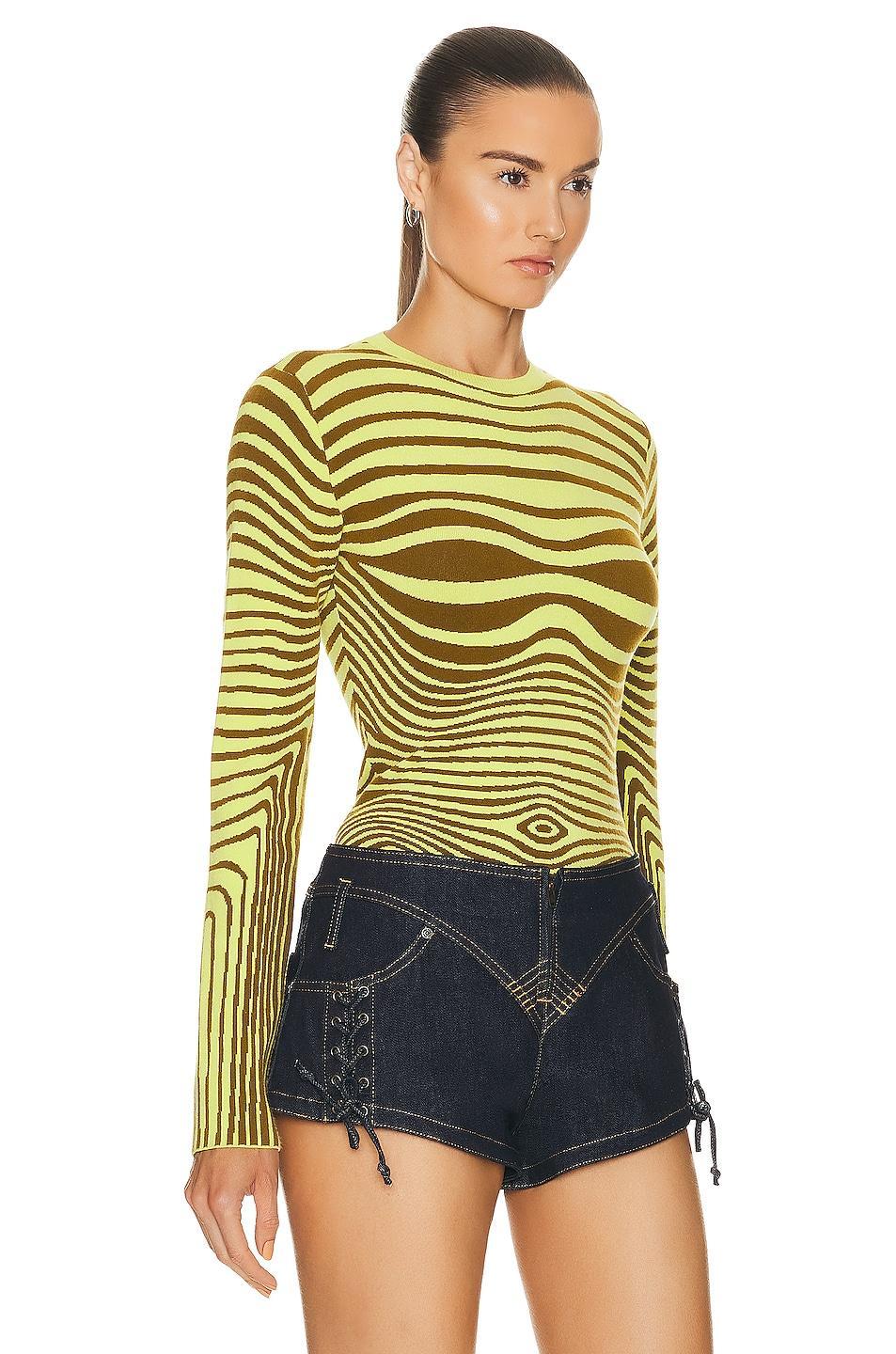 Jean Paul Gaultier Morphing Stripes Long Sleeve Top in Yellow Product Image