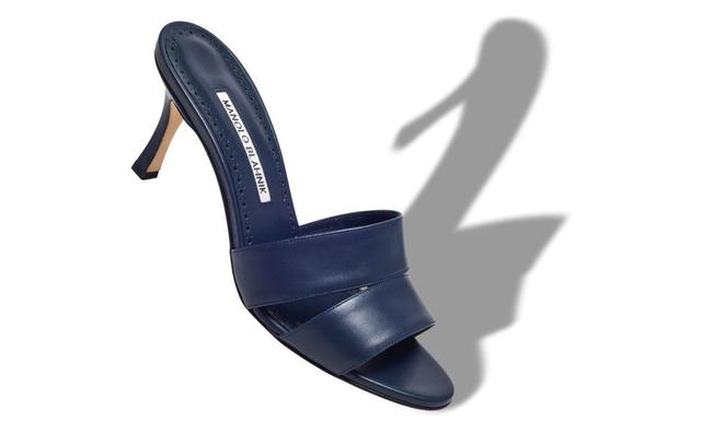 IACOPO Navy Blue Calf Leather Open Toe Mules Product Image