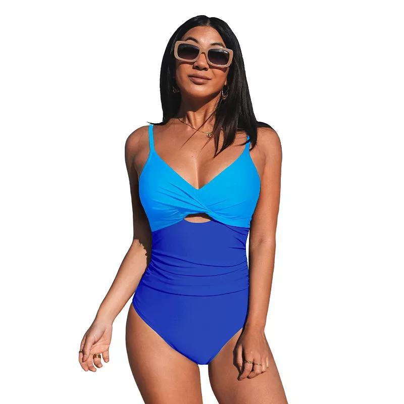 Womens CUPSHE Wrap Front Ruched One Piece Swimsuit Product Image