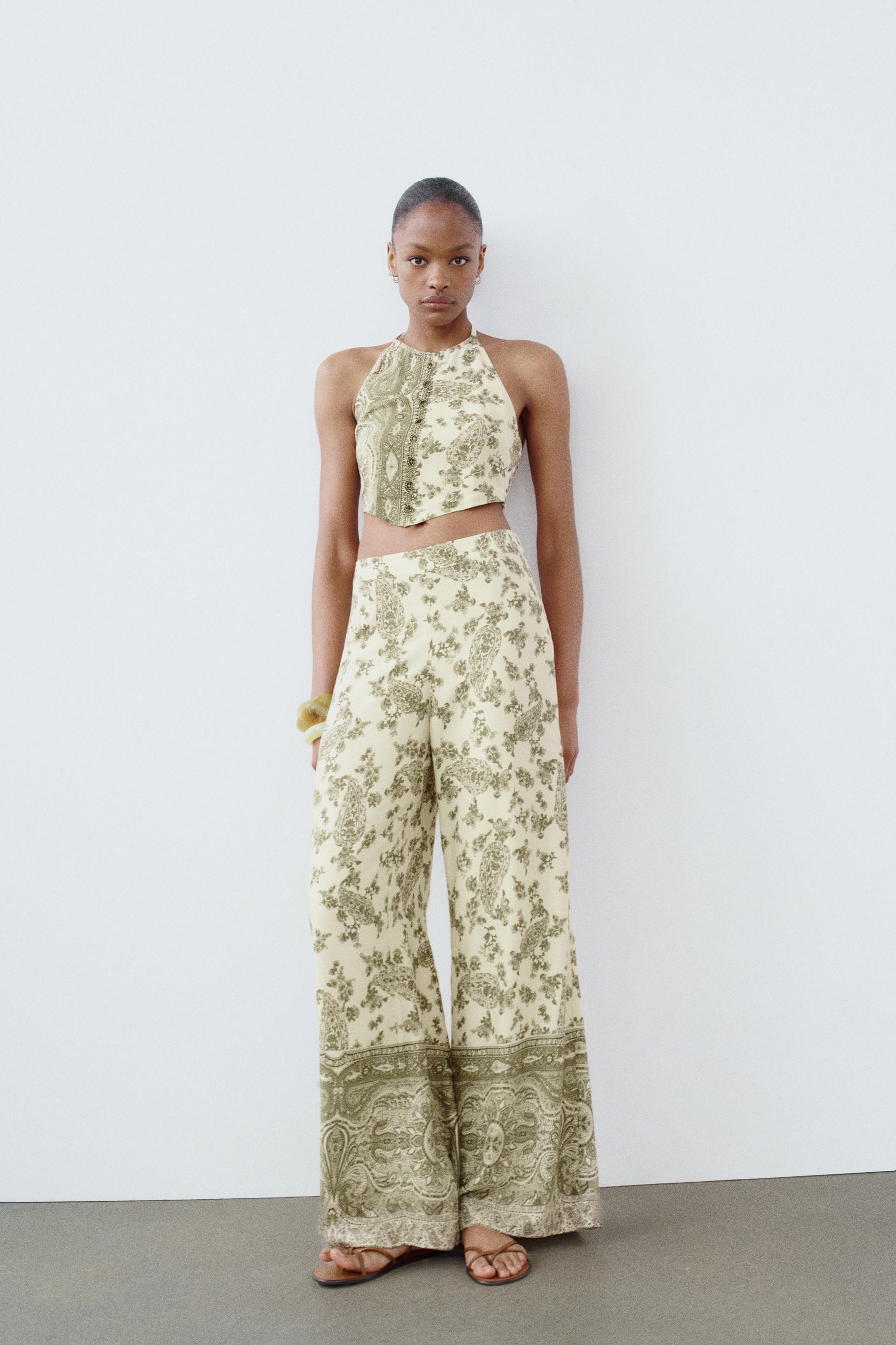 PRINTED WIDE LEG PANTS Product Image