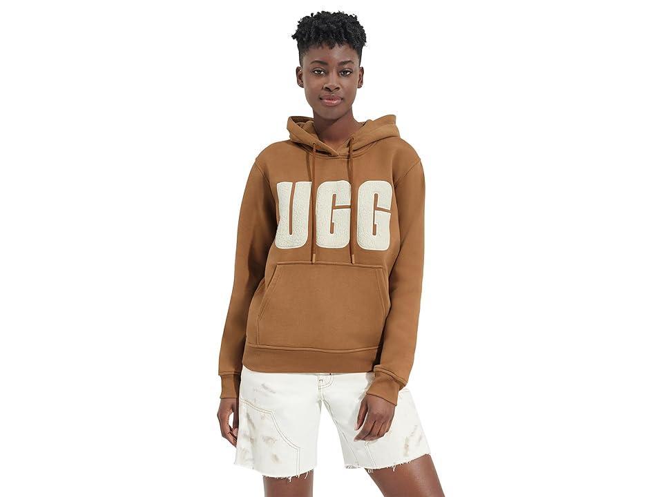 UGG Rey Uggfluff Logo Hoodie (Chestnut/Plaster) Women's Clothing Product Image