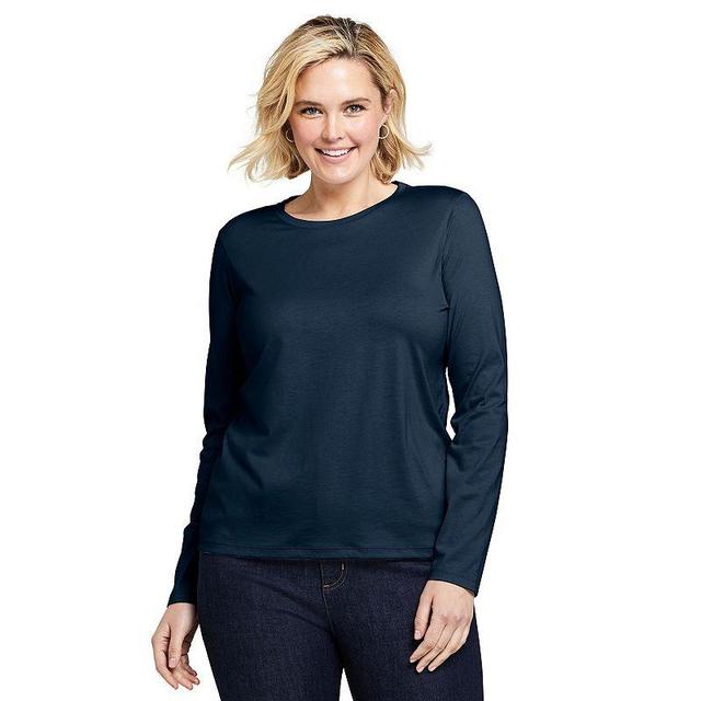 Plus Size Lands End Relaxed Supima Cotton Crewneck Tee, Womens Purple Cloud Product Image