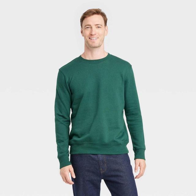 Mens Regular Fit Crewneck Pullover Sweatshirt - Goodfellow & Co Green XL Product Image