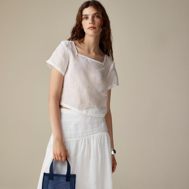 Maryam Nassir Zadeh X J.Crew sheer squareneck top in ramie Product Image