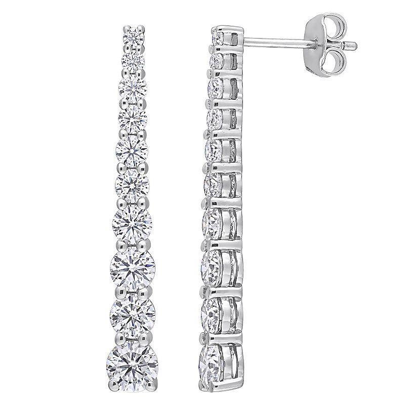 Stella Grace Sterling Silver 2 3/4 Carat T.W. Lab-Created Moissanite Journey Earrings, Womens Product Image