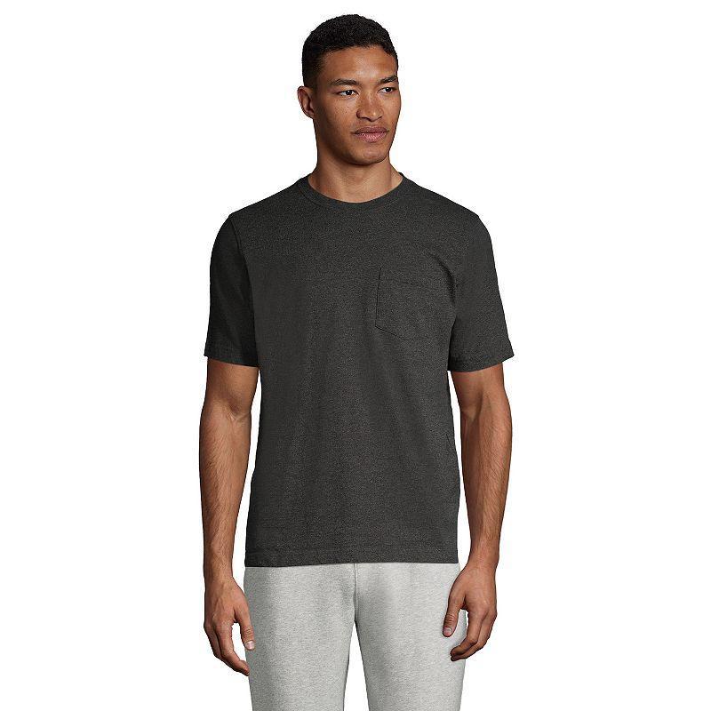 Big & Tall Lands End Super-T Classic-Fit Pocket Tee, Mens Dark Grey Heather Product Image