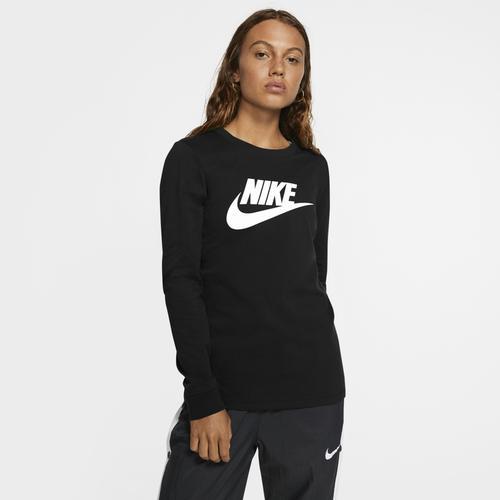 Nike Womens Essential Long Sleeve Icon T-Shirt - Black/Black Product Image