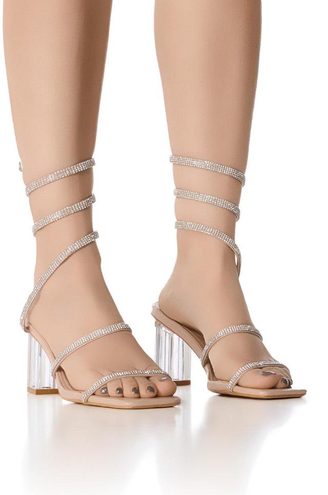 AZALEA WANG BELLONA NUDE SANDAL WITH EMBELLISHED COIL WRAP Product Image