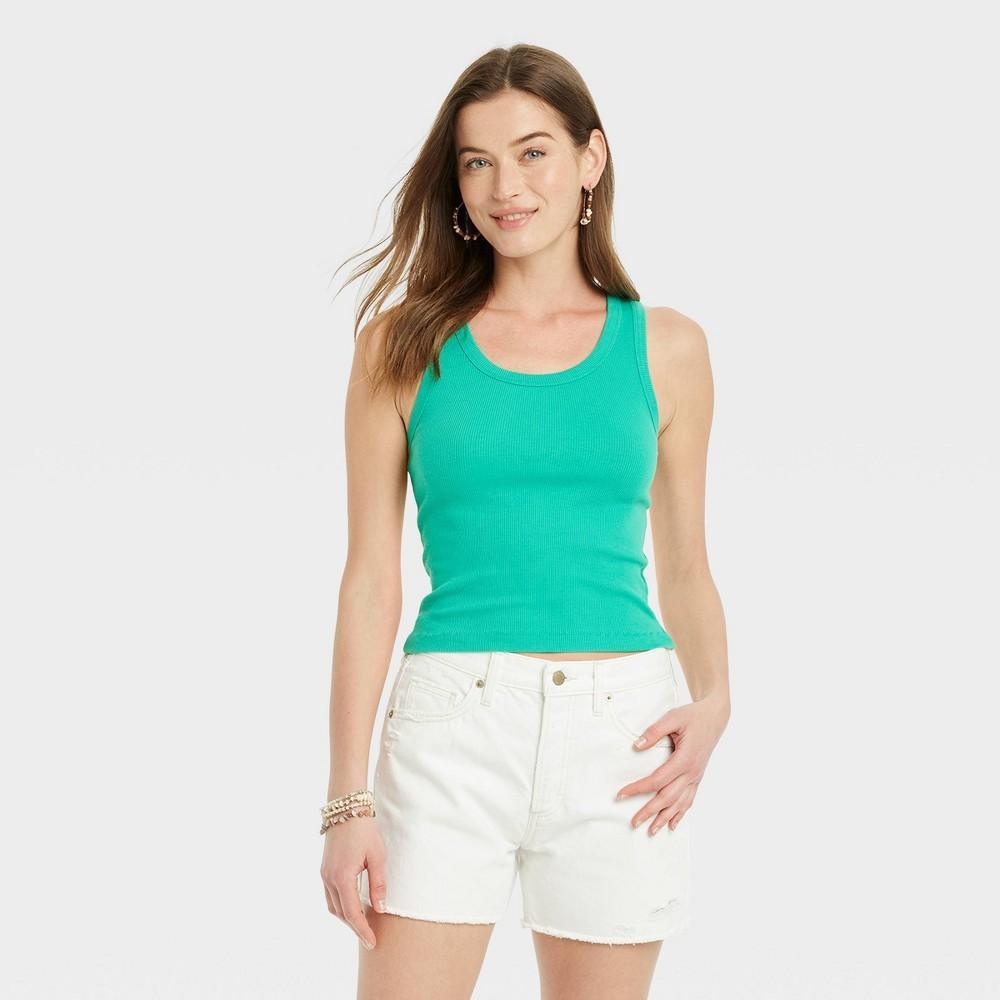 Womens Shrunken Rib Tank Top - Universal Thread Green Product Image