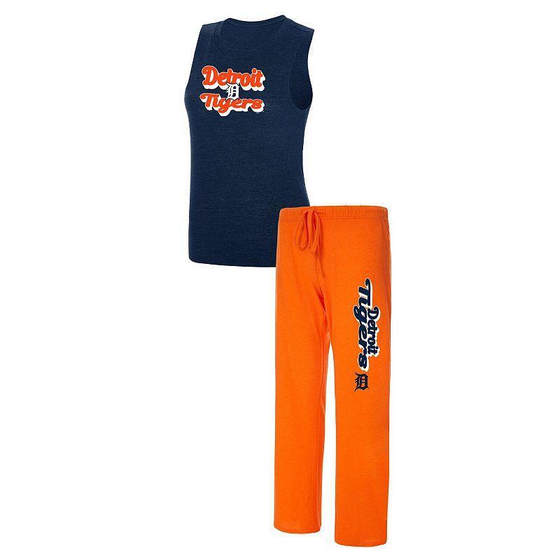 Womens Concepts Sport /Navy Detroit Tigers Wordmark Meter Muscle Tank Top & Pants Sleep Set Product Image