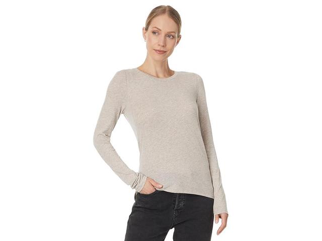 Eileen Fisher Round Neck Slim Long Sleeve Tee (Dove) Women's Clothing Product Image