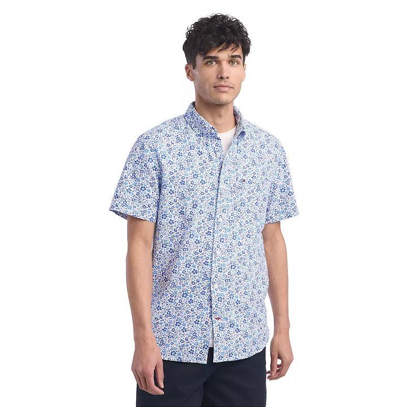 Mens Tommy Hilfiger Stretch Short Sleeve Oxford Button-Down Shirt Product Image