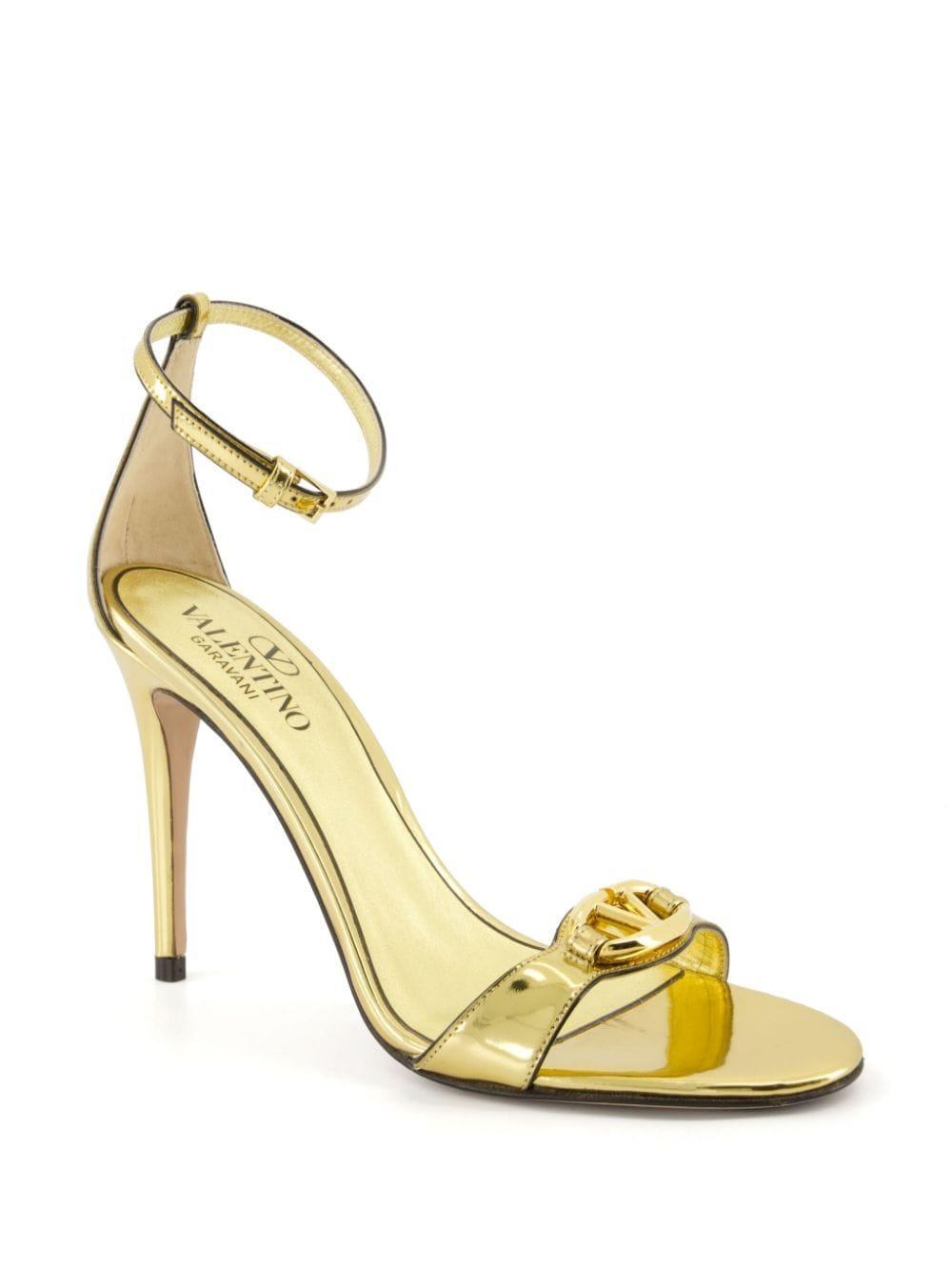 VALENTINO GARAVANI 100mm Vlogo Signature Sandals In Gold Product Image