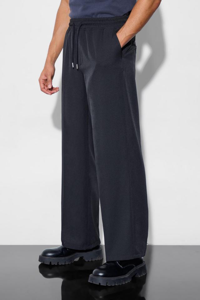 Drawcord Wide Fit Tailored Trousers | boohooMAN USA Product Image